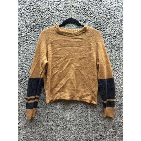 360 Cashmere Ribbed Knit 100% Cashmere Crew Neck Long Sleeve Womens Brown Size S - Picture 1 of 11